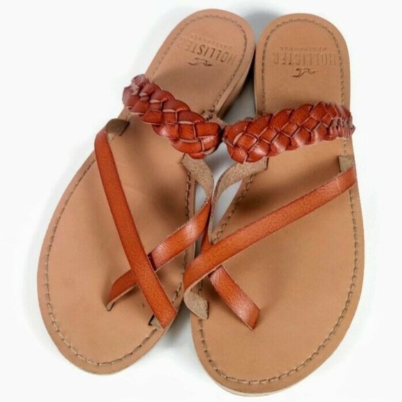 📢2/$20 Hollister Braided Strap Sandals Sz 6 Brown - Picture 2 of 15